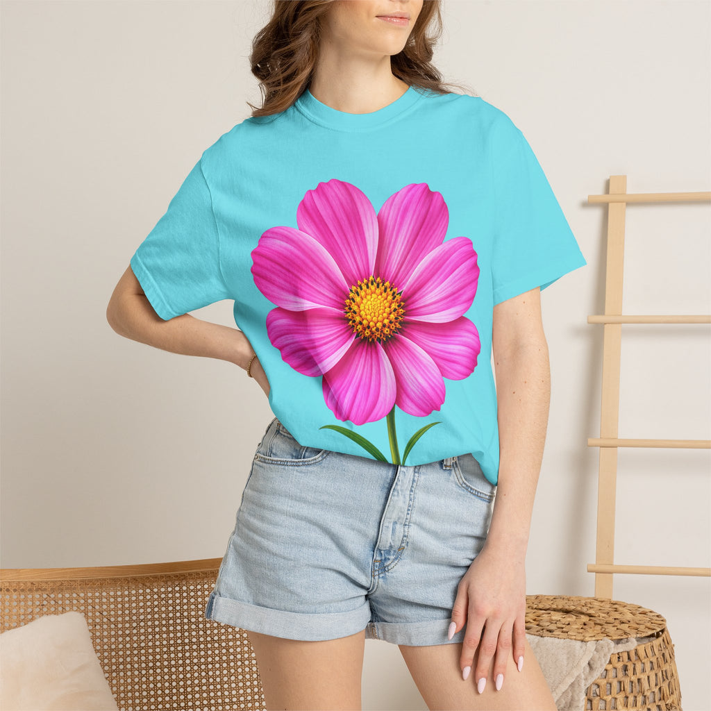 Pink Cosmos Flower T-shirt | Inspirational Back Quote