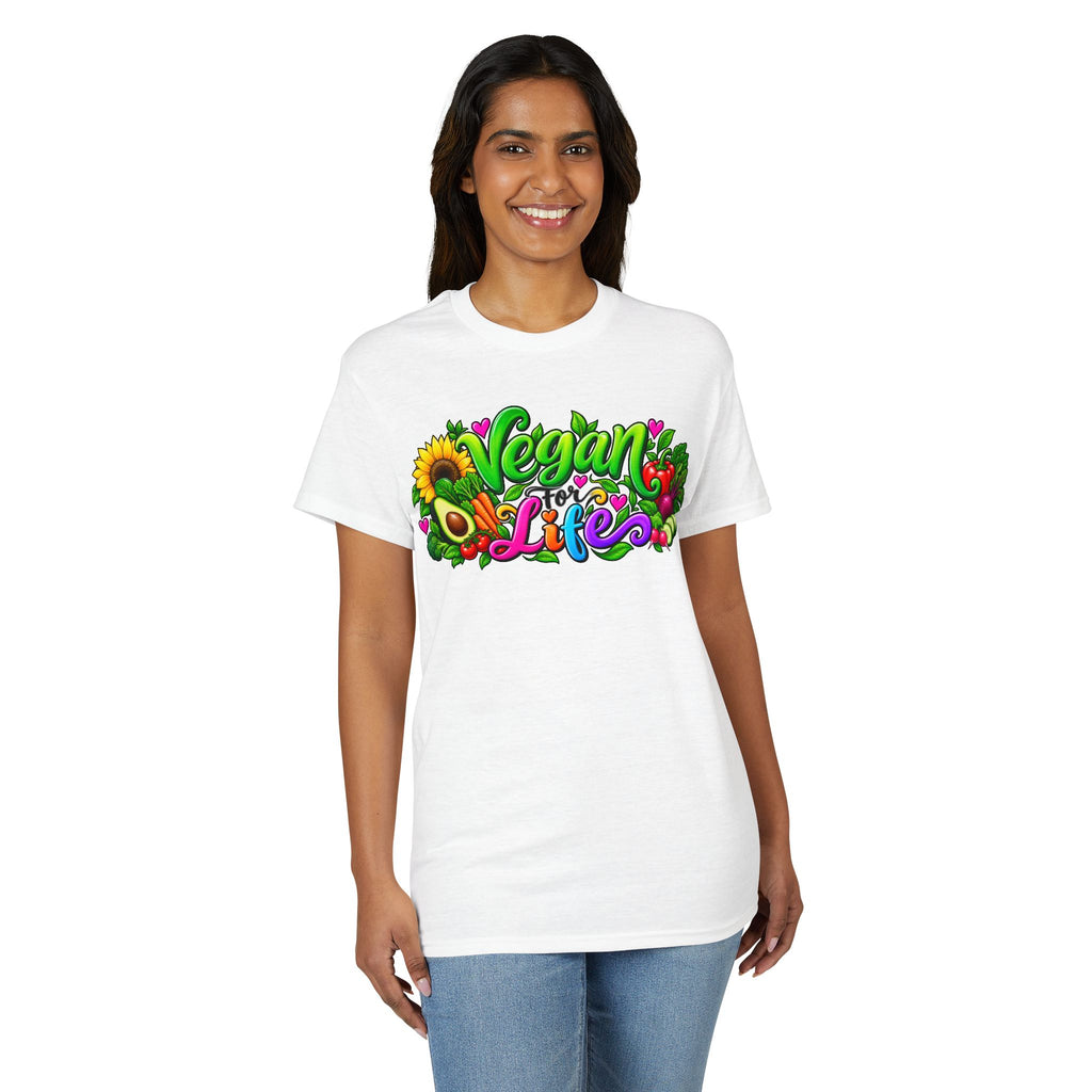 Vegan Life T‑Shirt — Colorful Sunflower & Avocado Plant-Based Pride Tee
