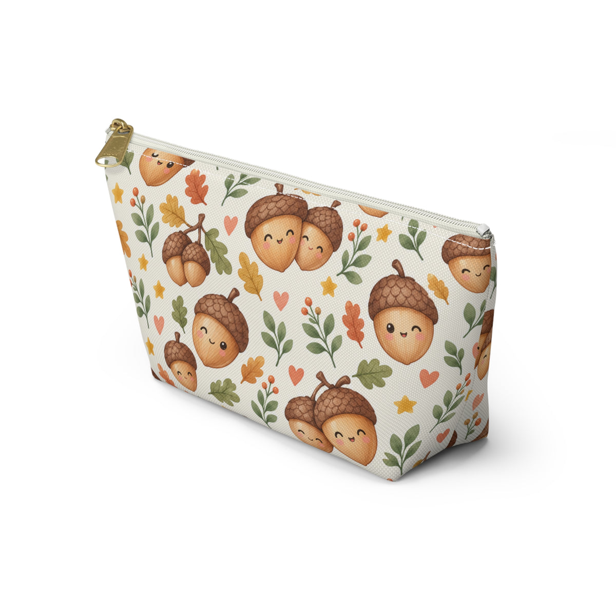 Cute Acorn Pattern Accessory Pouch | Autumn Leaves T-Bottom