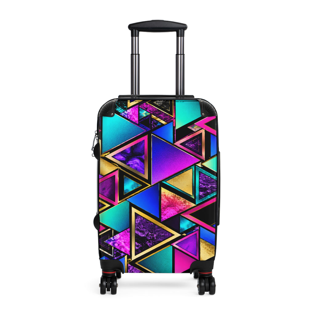 Geo Neon Triangle Carry-On Suitcase — Colorful Travel Luggage