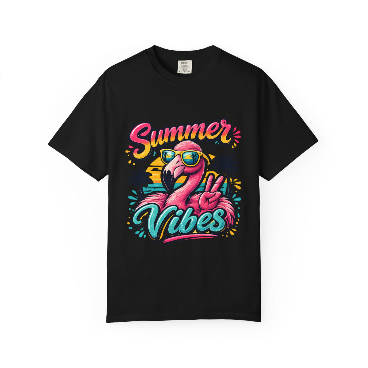 Summer Vibes Flamingo T-Shirt | Tropical Beach Graphic