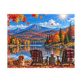 Autumn Lakeview Jigsaw Puzzle — Mountain Cabin Fall Scenery (110–1014 pcs)