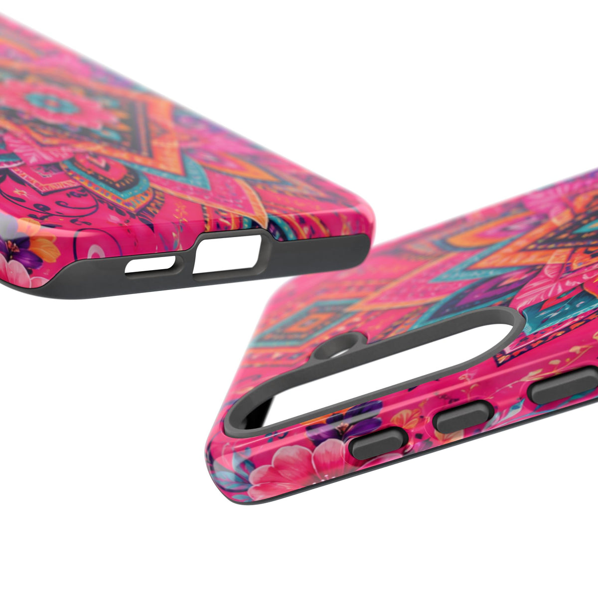 Floral Mandala Tough Phone Case — Pink Boho Protective Cover