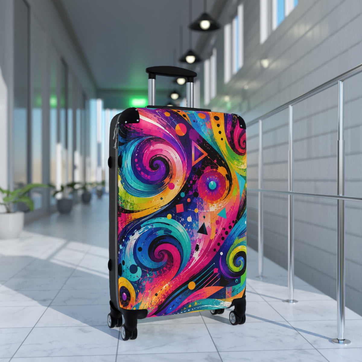 Colorful Swirl Carry-On Suitcase — Vibrant Abstract Luggage for Travelers