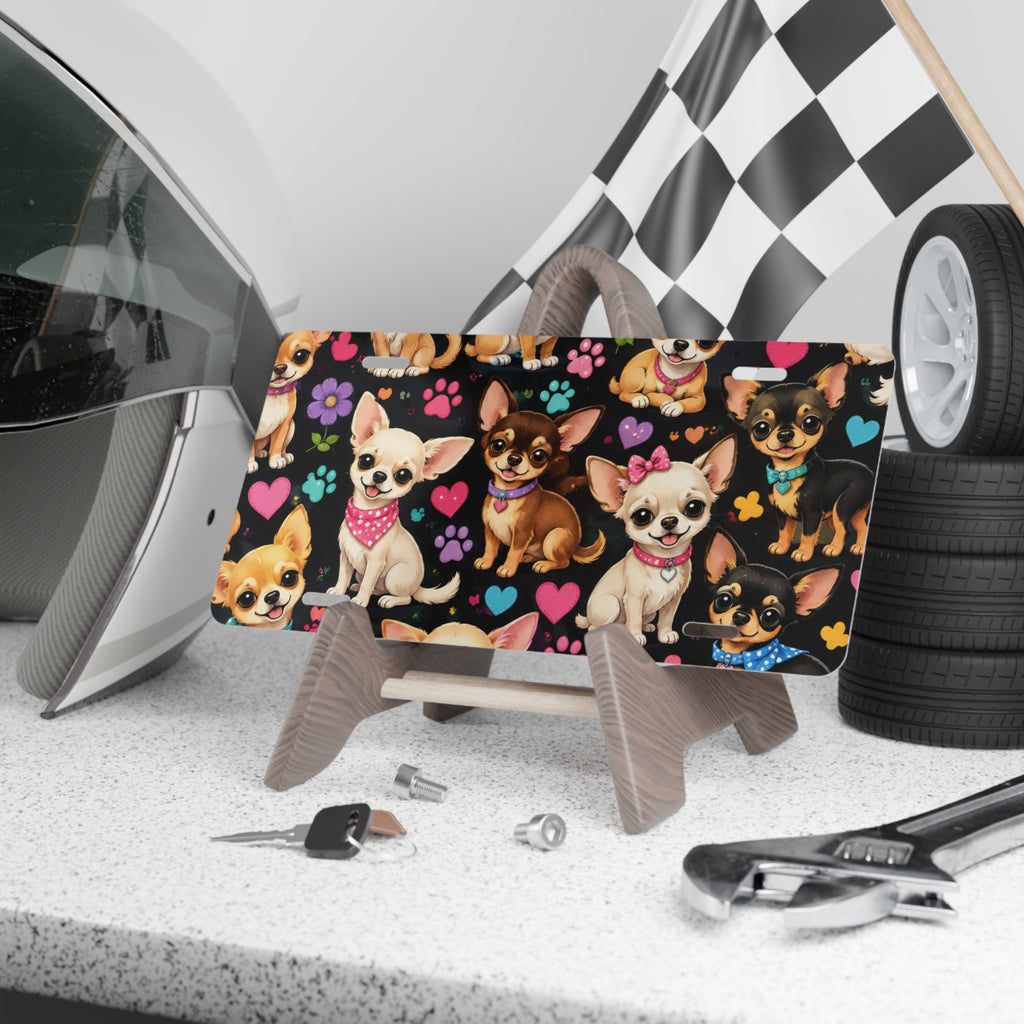 Chihuahua Pattern vanity plate | Cute Dogs, Paw Prints, Hearts