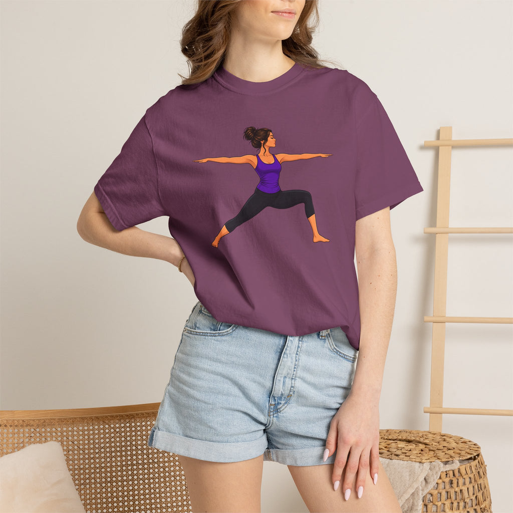 Yoga Warrior Pose T-Shirt | Woman in Virabhadrasana Illustration