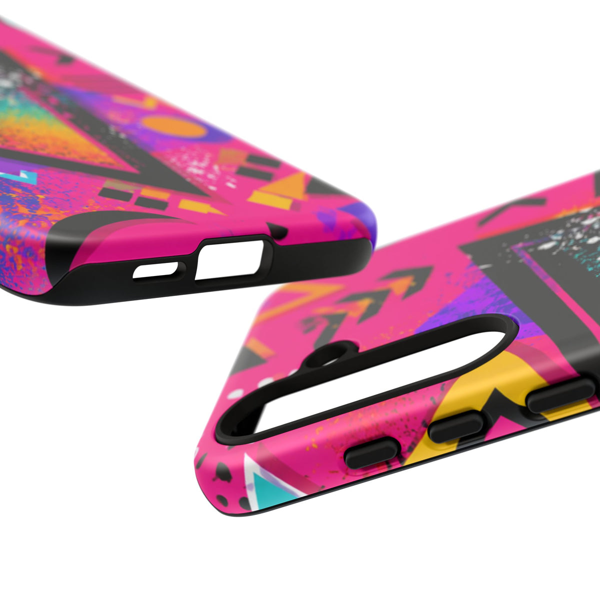 Retro 80s Geometric Phone Case — Neon Triangle Tough Case