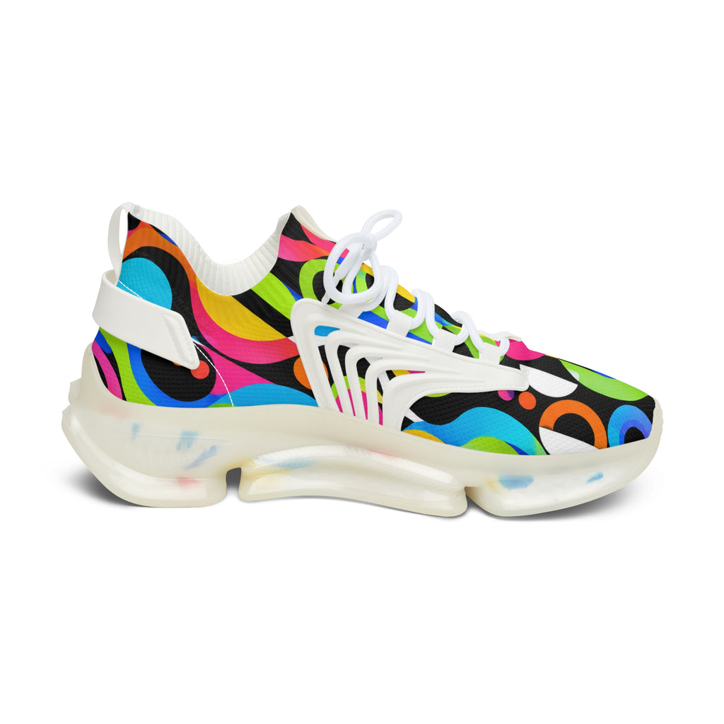 Women's Mesh Sneakers — Colorful Retro Circle Pattern Athletic Shoes