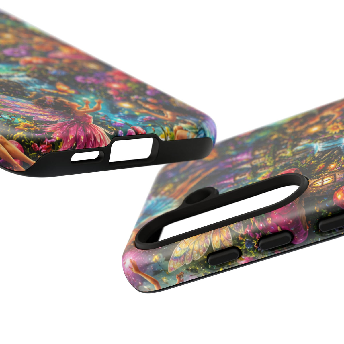 Fairy Garden Tough Phone Case — Whimsical Cottage, Waterfall & Mushroom Artwork