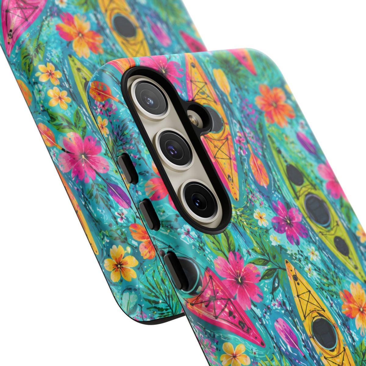 Tropical Kayak Phone Case – Colorful Floral Waterproof Pattern