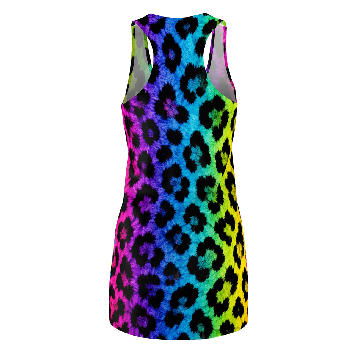 Rainbow Leopard Racerback Dress — Colorful Animal Print All-Over