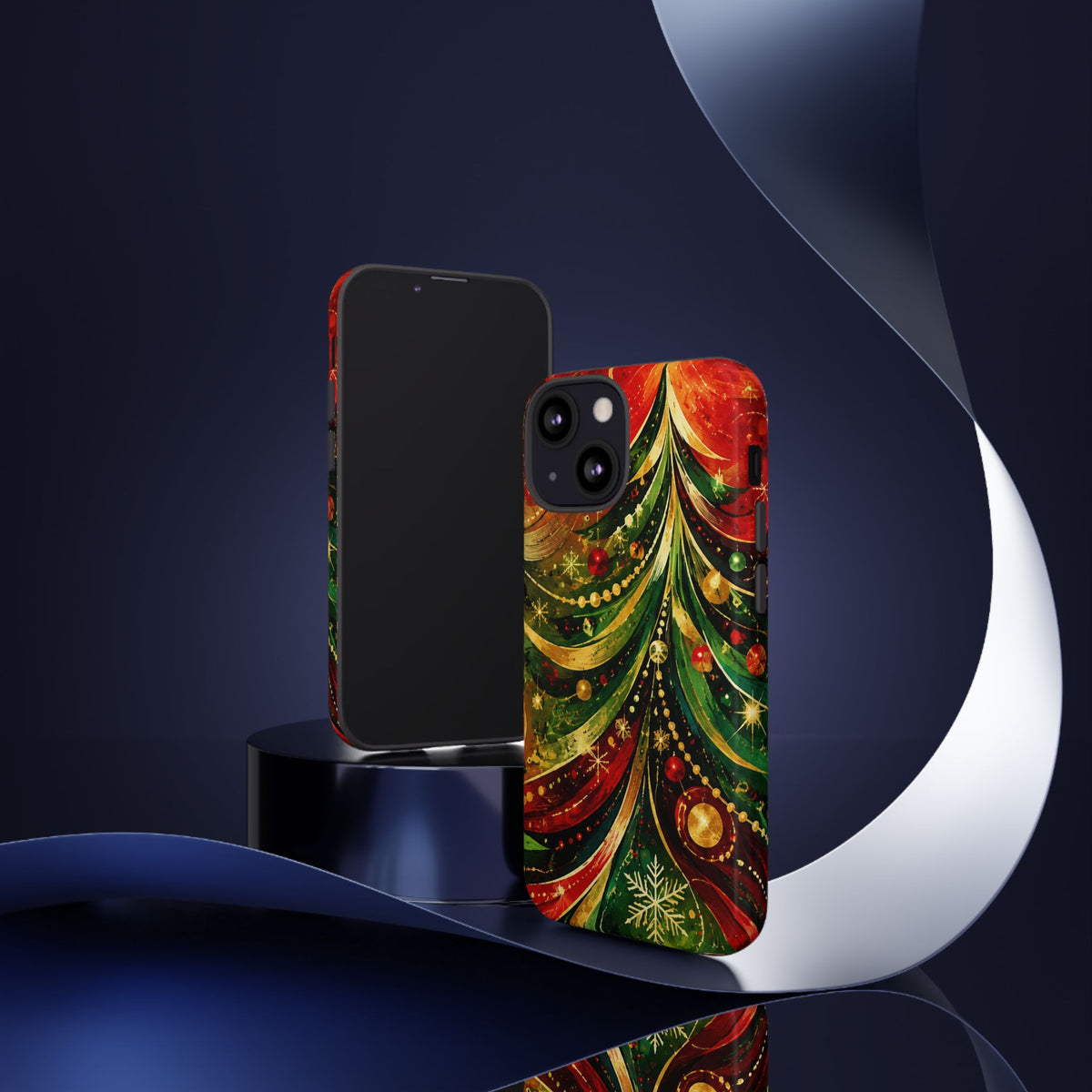 Christmas Tree Tough Phone Case — Festive Red & Green Holiday Phone Cover