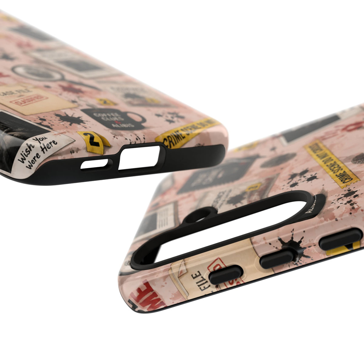 True Crime Pattern Phone Case – Detective Evidence, Crime Scene Tape & 'True Crime' Design