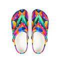 Colorful Abstract Geometric Clogs — Vibrant EVA Foam Slip-On Shoes