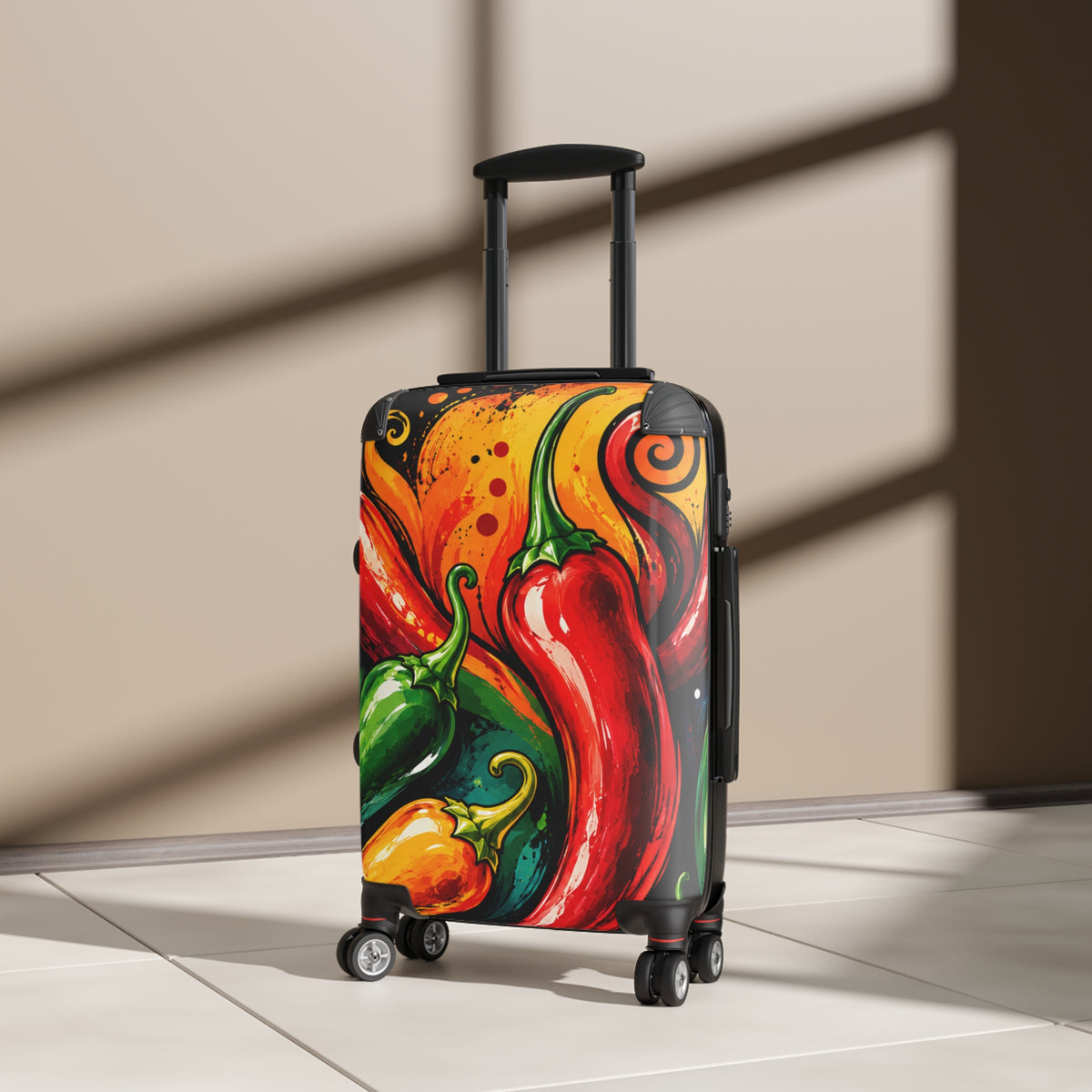 Chili Pepper Carry-On Suitcase — Vibrant Spicy Travel Luggage