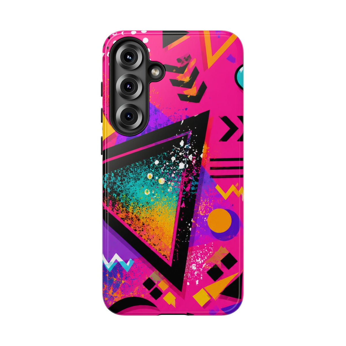 Retro 80s Geometric Phone Case — Neon Triangle Tough Case