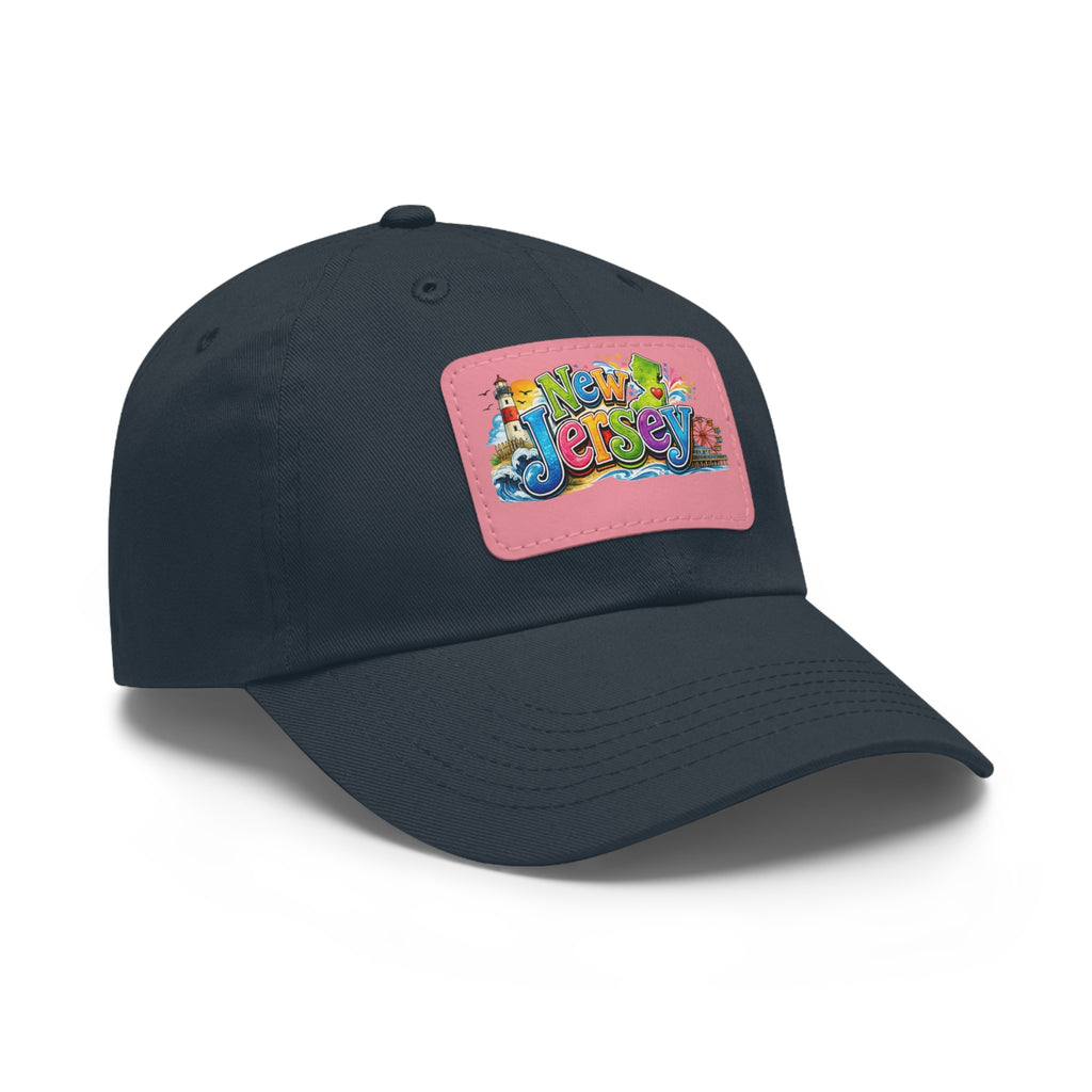 New Jersey Patch Logo Dad Hat | Leather Rectangle Patch