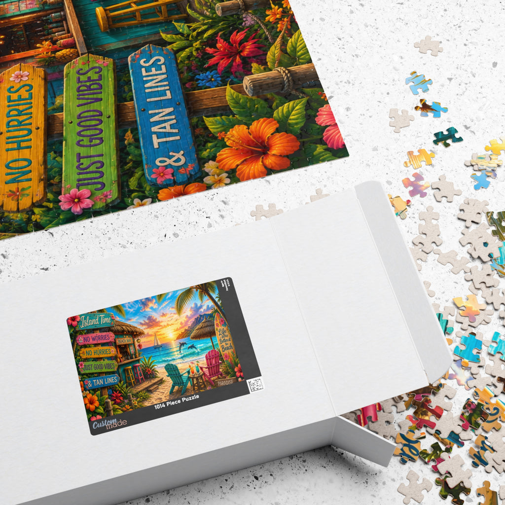 Tropical Beach Sunset Puzzle — Island Time Scenic Jigsaw (110/252/520/1014 pcs)