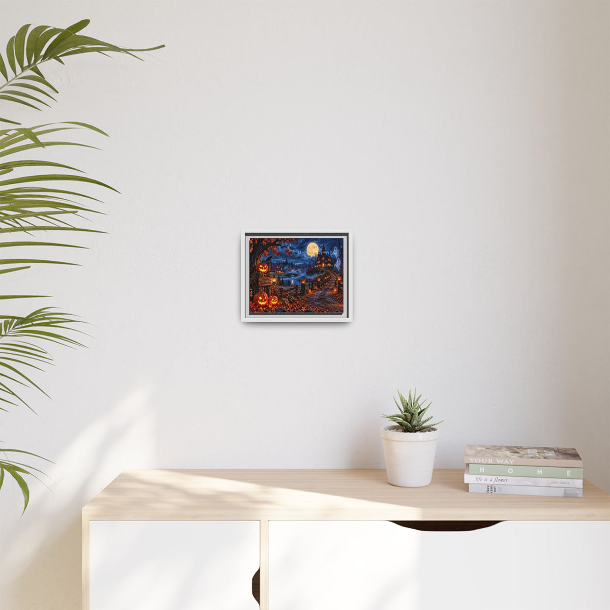 Halloween Pumpkin Path Matte Canvas Framed Wall Art