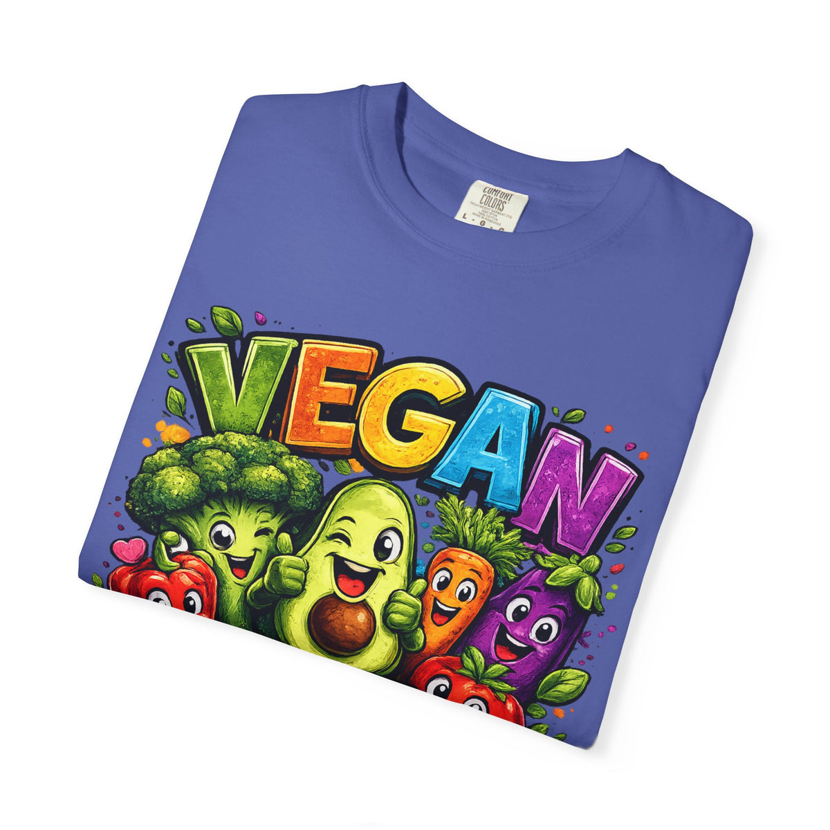Vegan for Life T-Shirt | Colorful Cartoon Veggies Tee