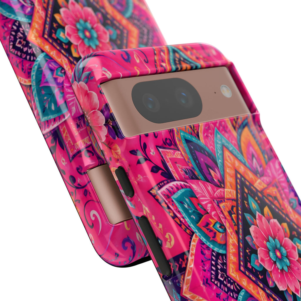 Floral Mandala Tough Phone Case — Pink Boho Protective Cover