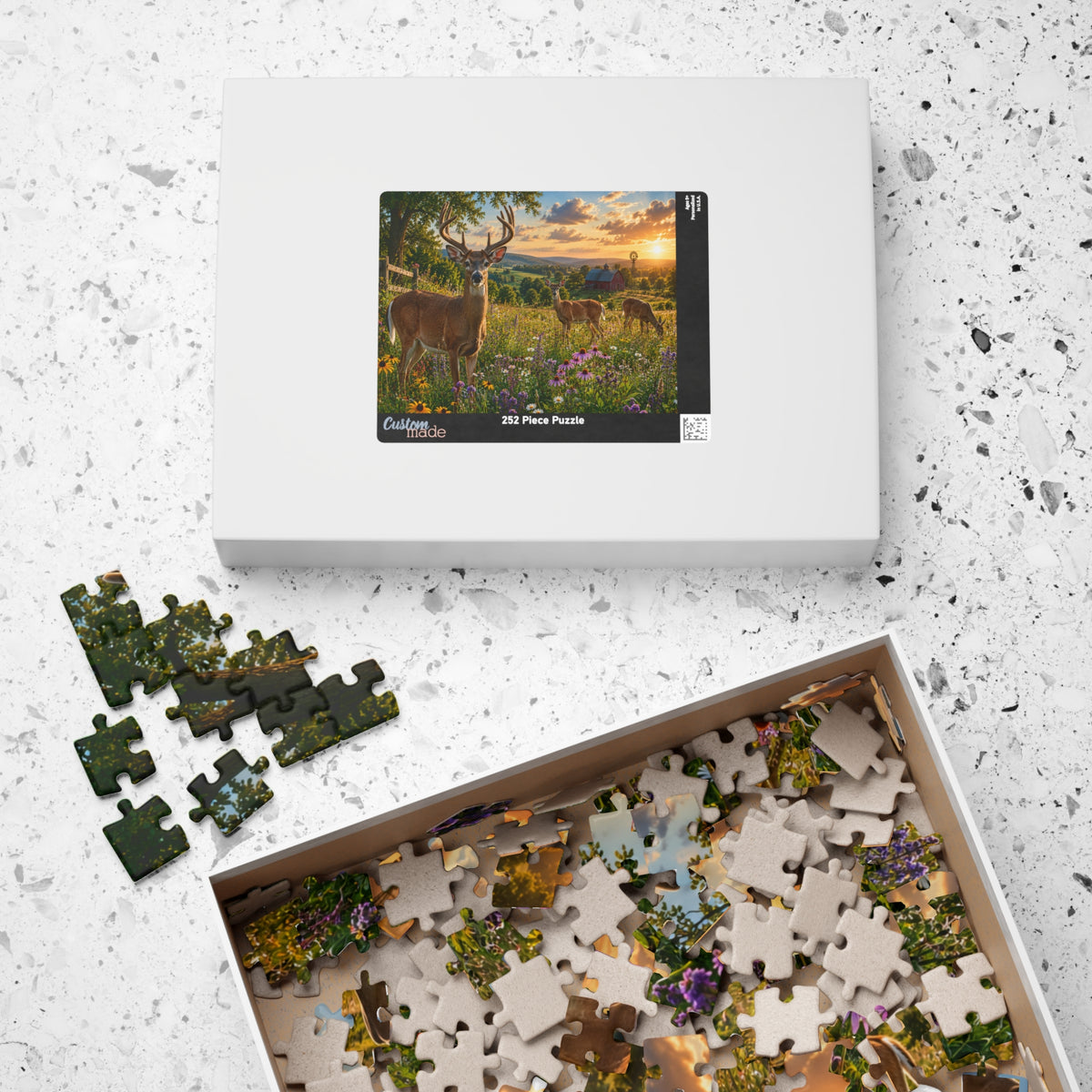 Sunrise Meadow Deer Jigsaw Puzzle — Scenic Wildlife Puzzle (110–1014 pcs)