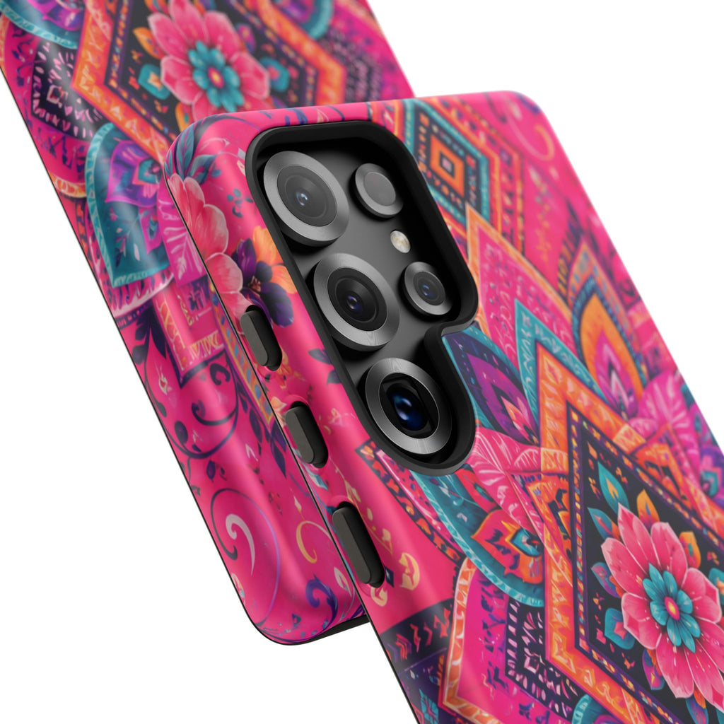 Floral Mandala Tough Phone Case — Pink Boho Protective Cover