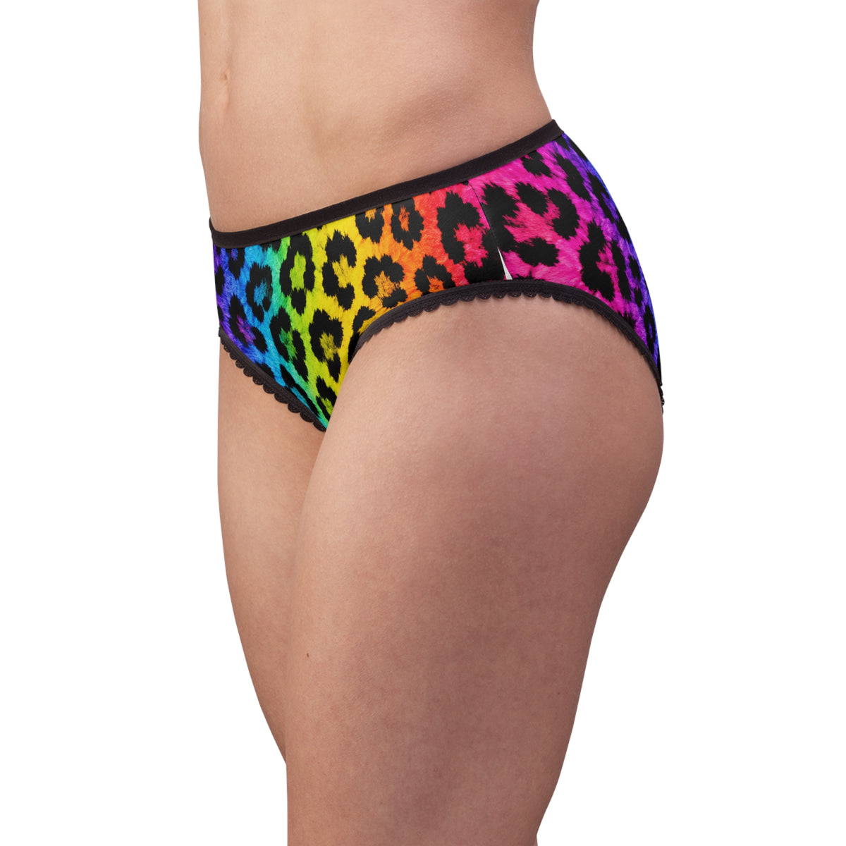Rainbow Leopard Print Women's Briefs — Colorful Animal Print Bikini Underwear
