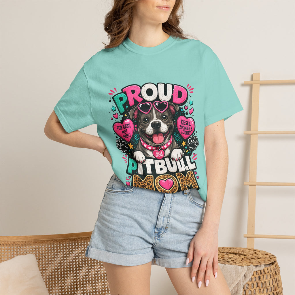 Proud Pitbull Mom T-Shirt | Cute Pitbull Illustration