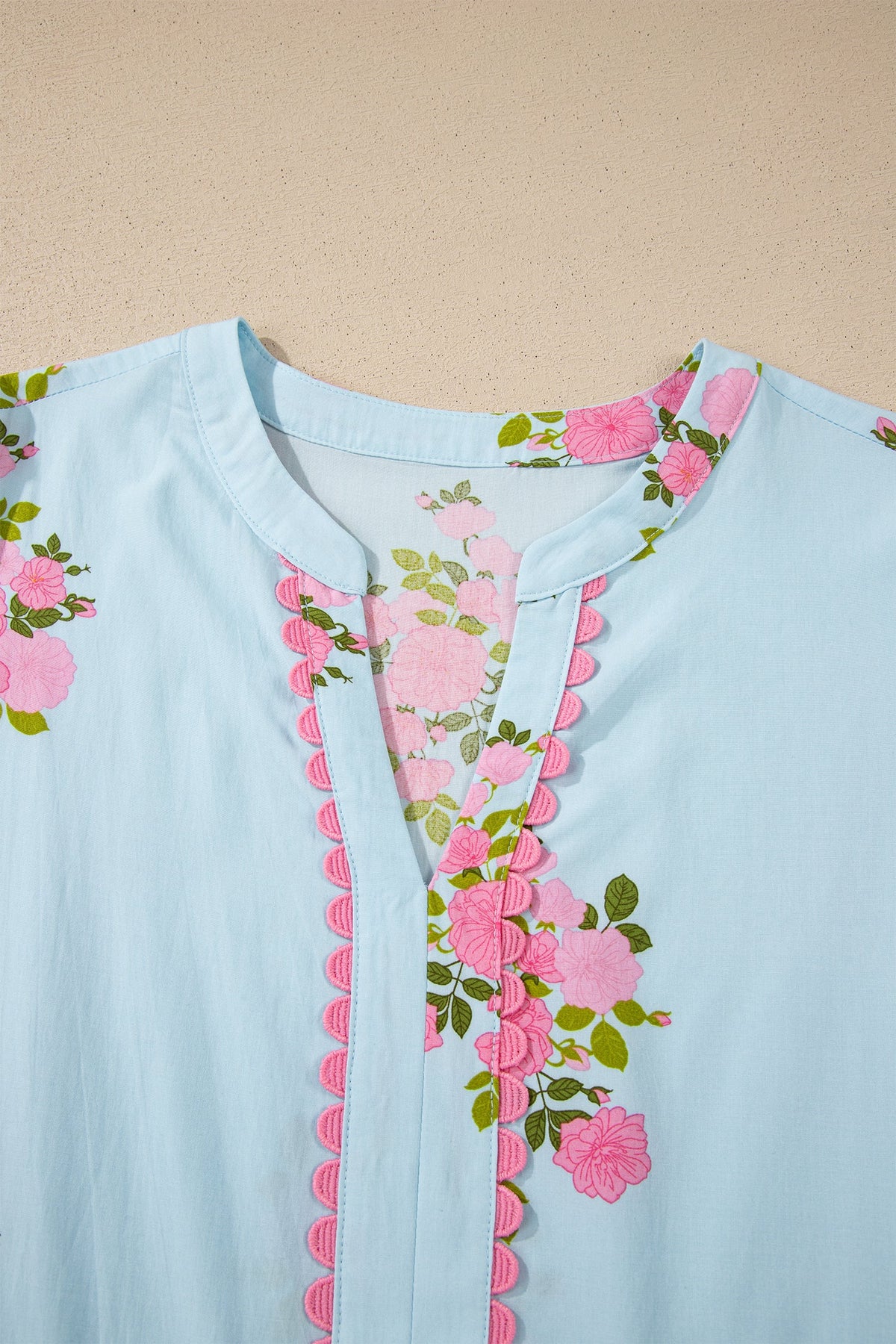 Floral Notched Neck Flutter Sleeve Maxi Dress