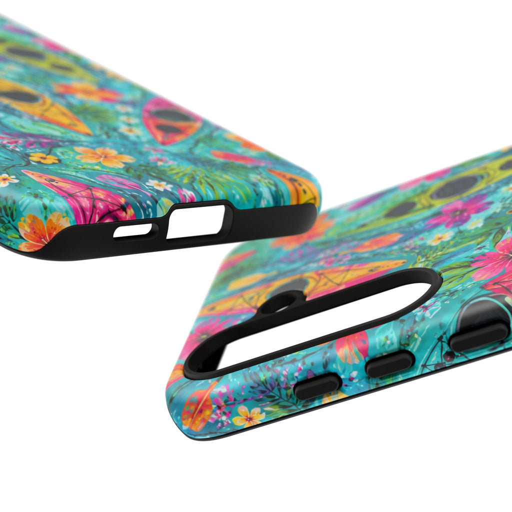 Tropical Kayak Phone Case – Colorful Floral Waterproof Pattern