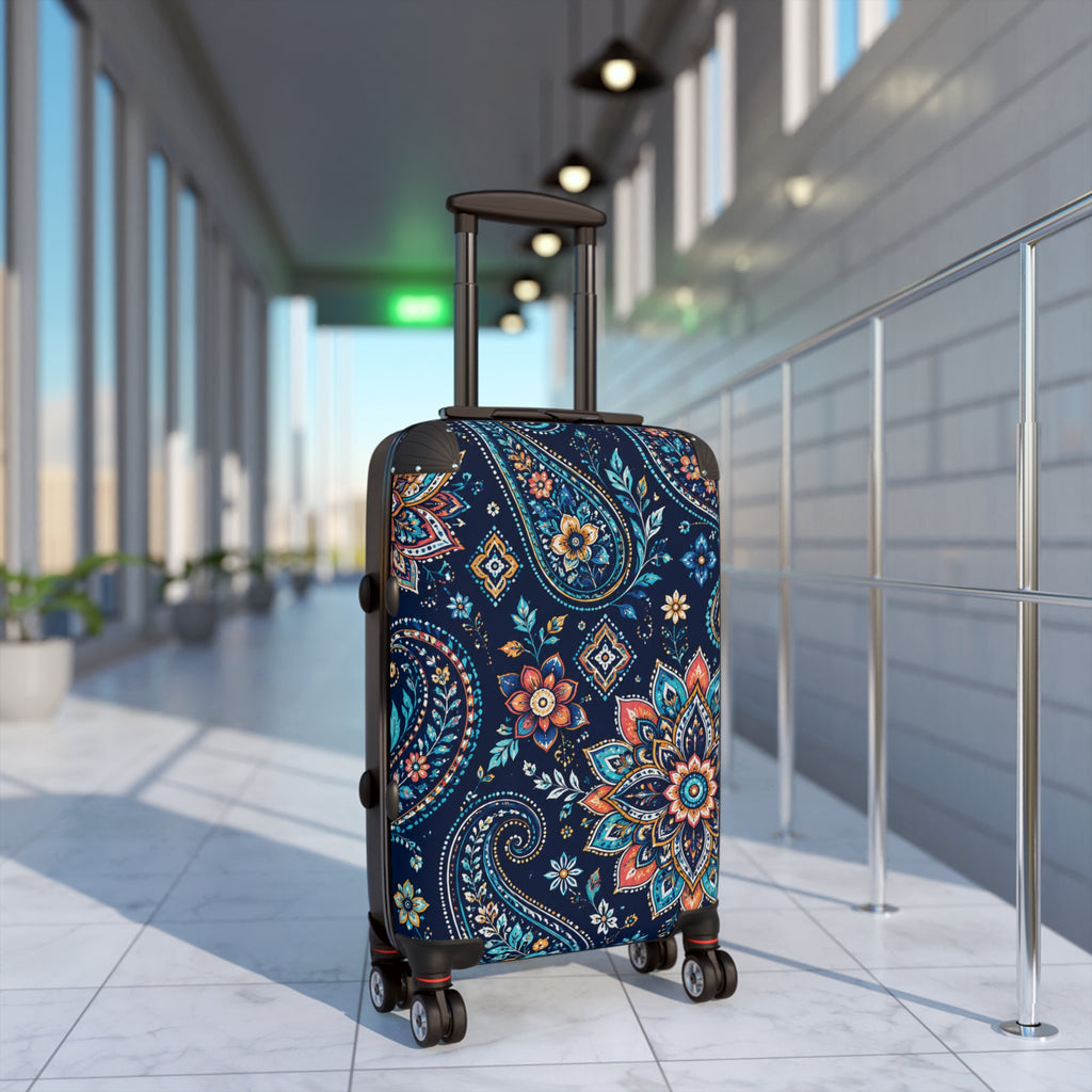 Floral Paisley Suitcase Cover – Navy Boho Luggage Protector