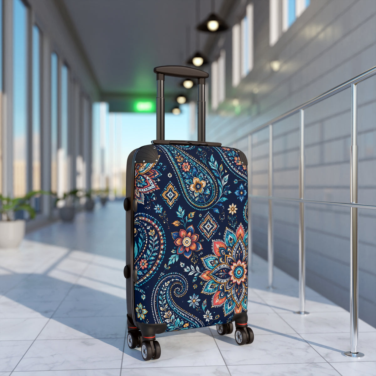 Floral Paisley Suitcase Cover – Navy Boho Luggage Protector