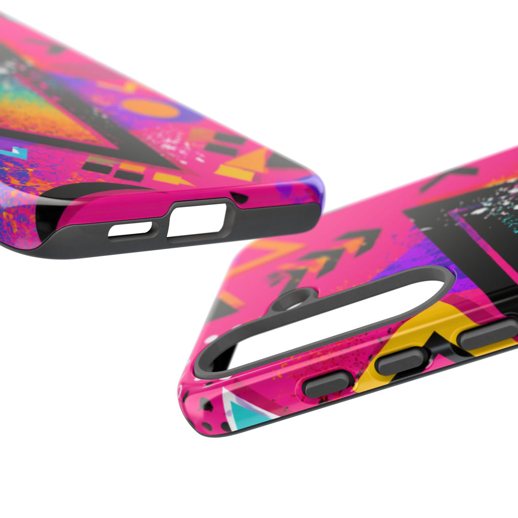 Retro 80s Geometric Phone Case — Neon Triangle Tough Case