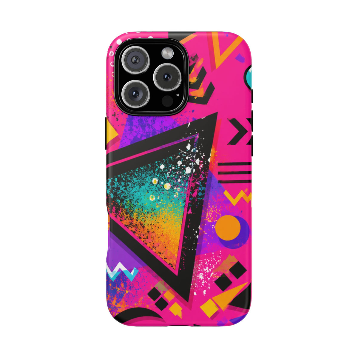 Retro 80s Geometric Phone Case — Neon Triangle Tough Case