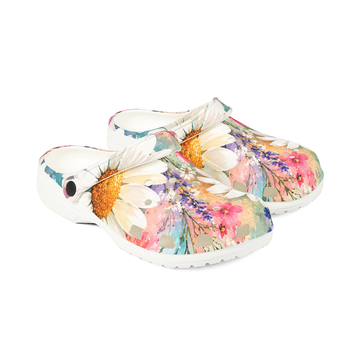 Floral Daisy EVA Foam Clogs — Lightweight Water-Resistant Garden Shoes