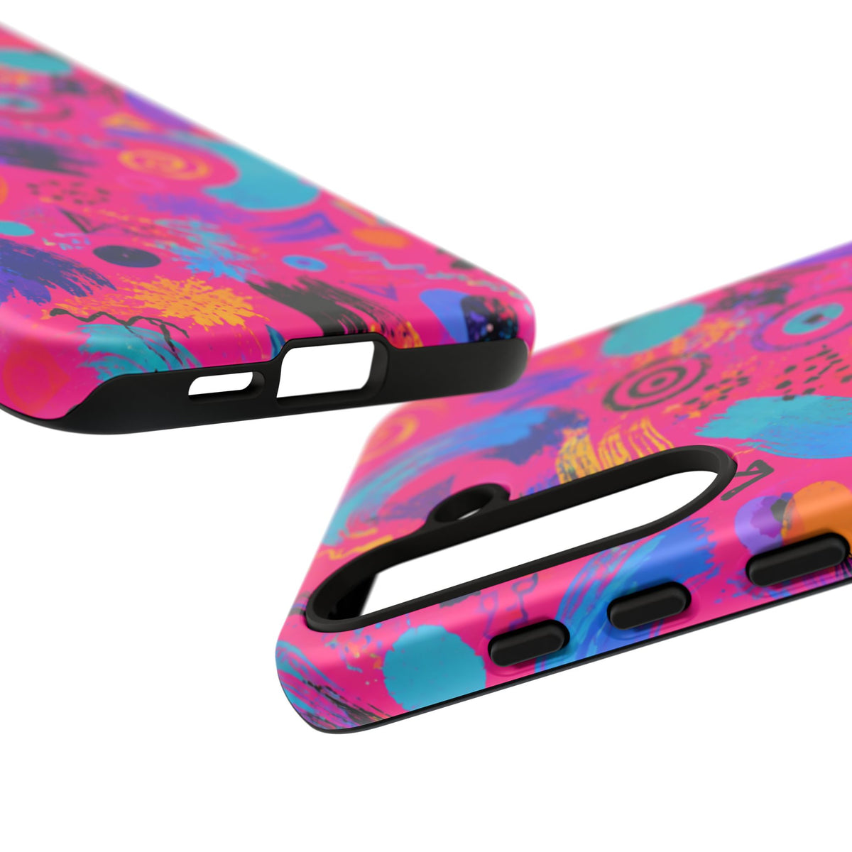 Neon Retro Abstract Tough Phone Case — 80s Brushstroke Pattern