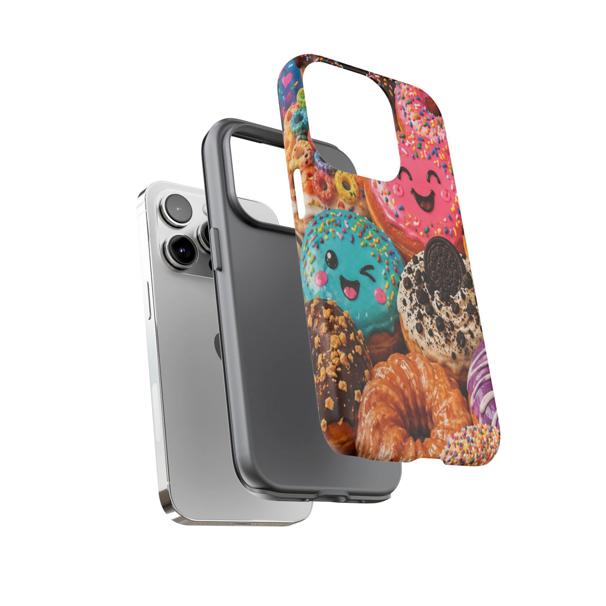 Donut Smile Tough Phone Case — Cute Colorful Desserts Protective Cover