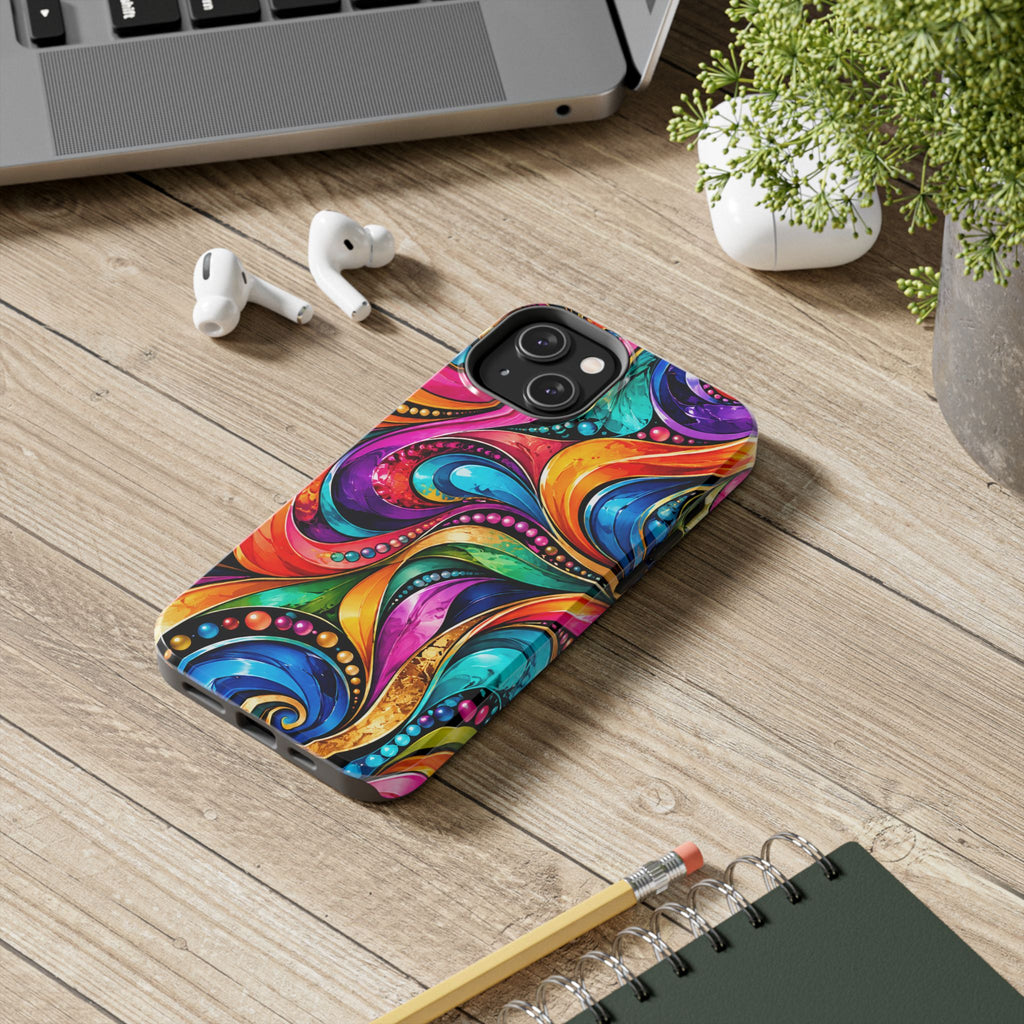 Colorful Swirl Tough Phone Case — Vibrant Abstract Protective Cover