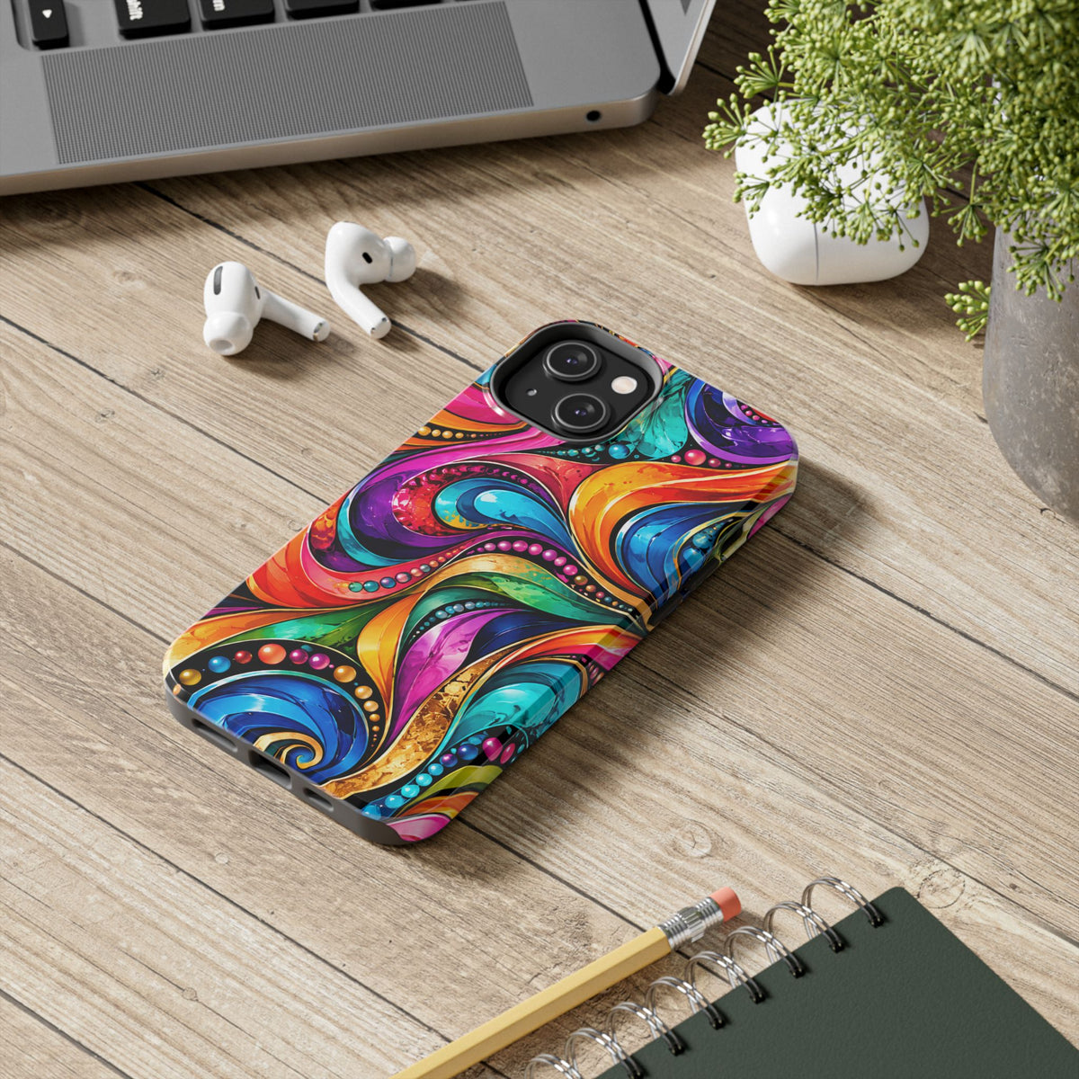 Colorful Swirl Tough Phone Case — Vibrant Abstract Protective Cover