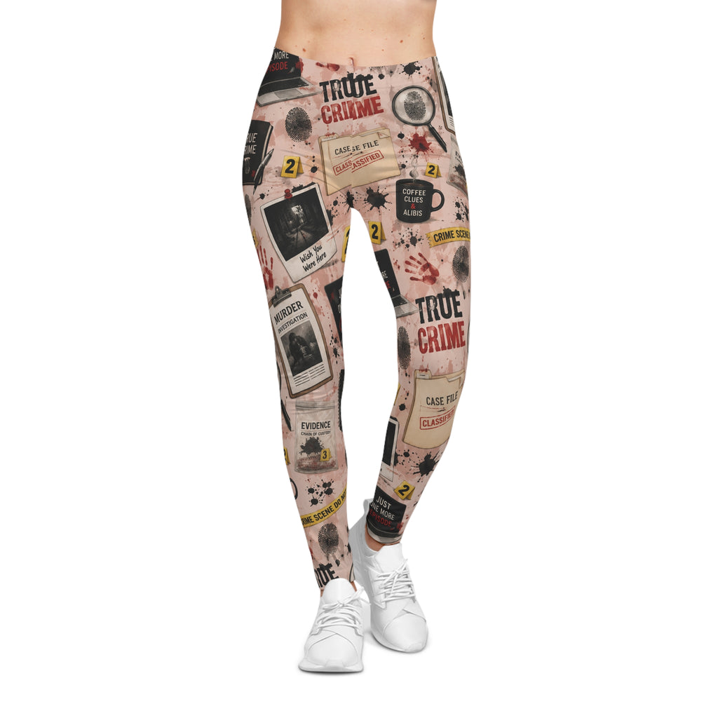 True Crime Pattern Leggings — Women's All-Over Print Casual Leggings