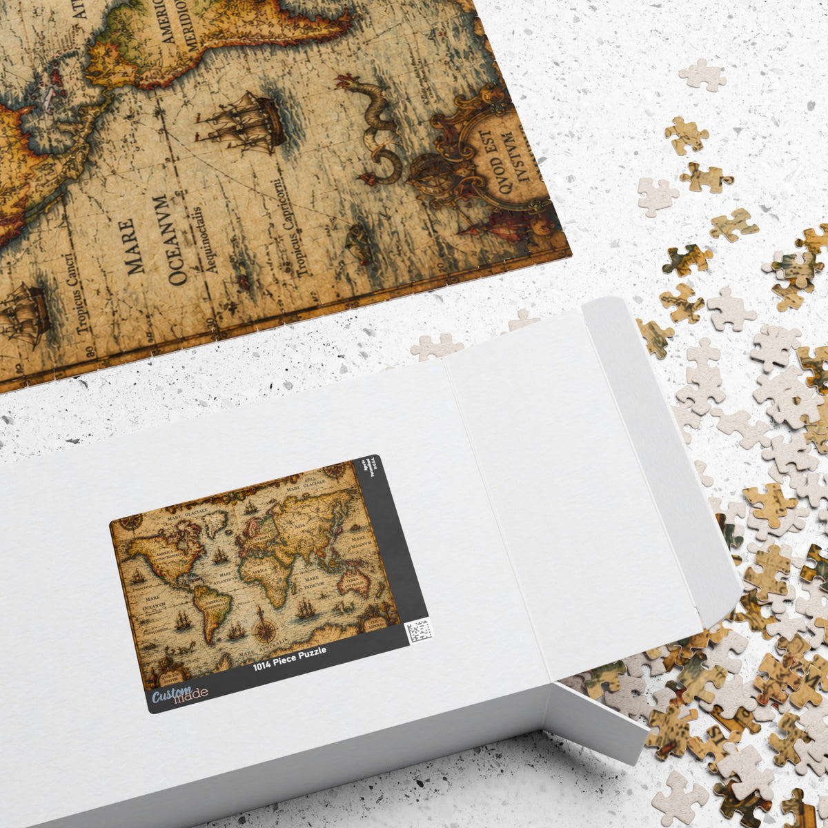 Vintage World Map Jigsaw Puzzle — Antique Nautical 252/520/1014-Piece