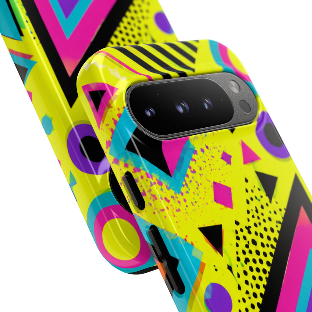 Retro 80s Geometric Phone Case — Neon Memphis Triangle Design