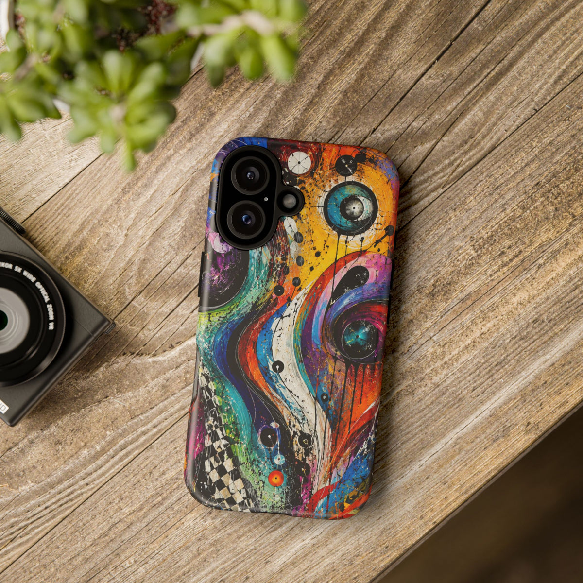 Abstract Cosmic Swirl Phone Case — Colorful Artistic iPhone Tough Case