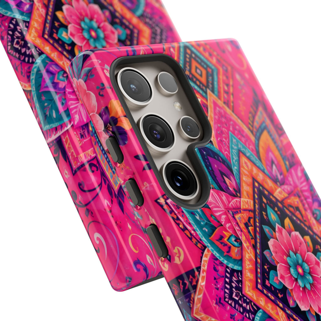 Floral Mandala Tough Phone Case — Pink Boho Protective Cover