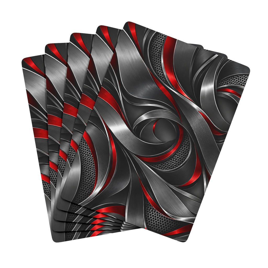 Red & Black Metallic Abstract Poker Playing Cards – Premium Casino Deck