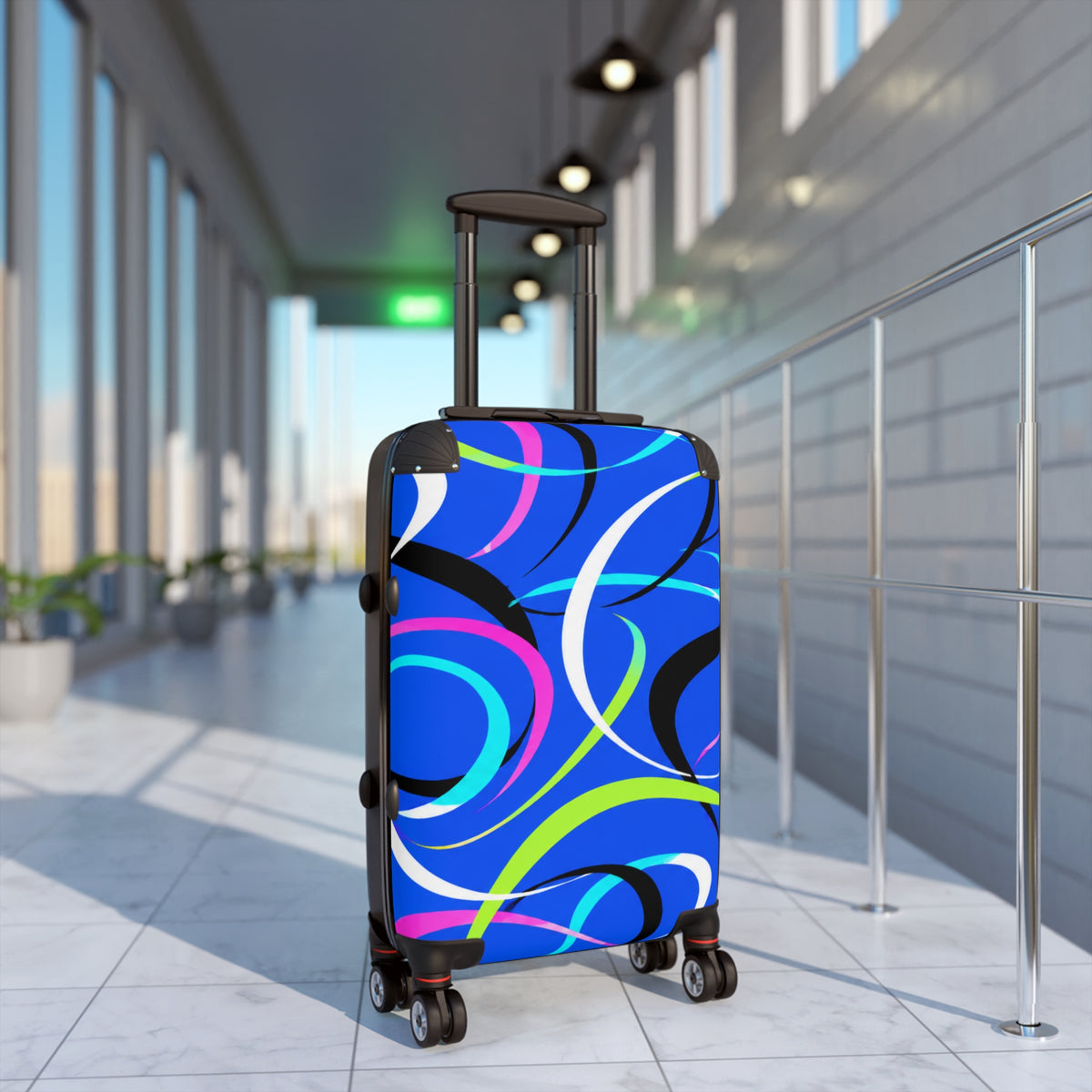 Blue Swirl Carry-On Suitcase – Colorful Modern Travel Luggage