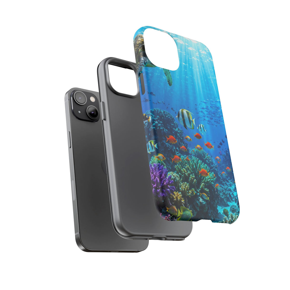 Underwater Ocean Life Tough Phone Case — Coral Reef & Sea Turtle Protective Cover
