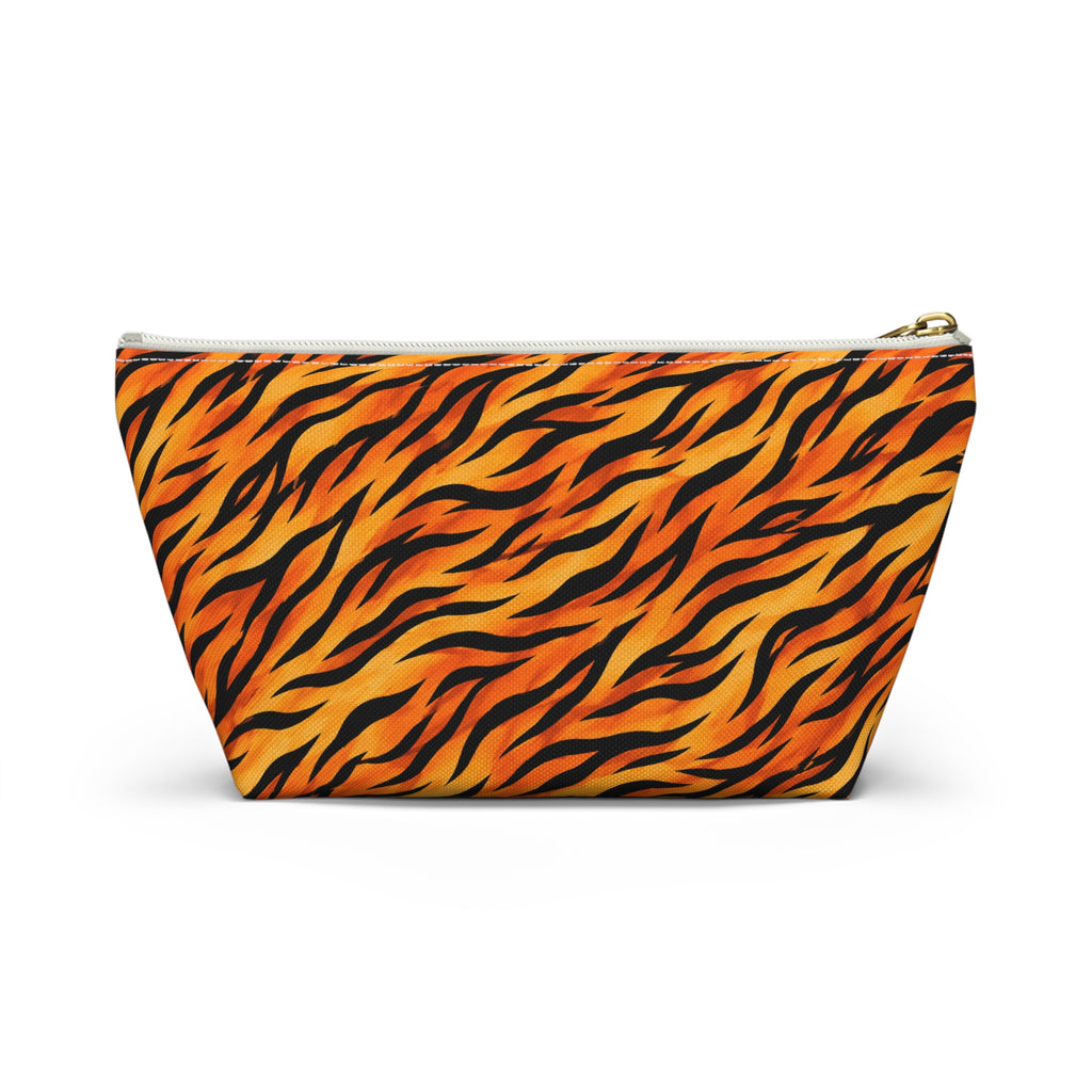 Tiger Stripe Accessory Pouch - Orange T-Bottom Makeup Bag