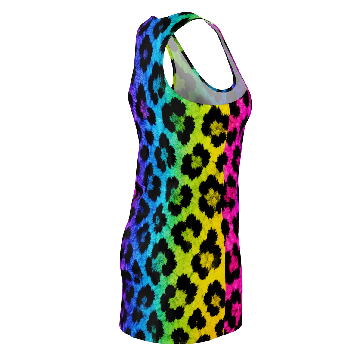 Rainbow Leopard Racerback Dress — Colorful Animal Print All-Over